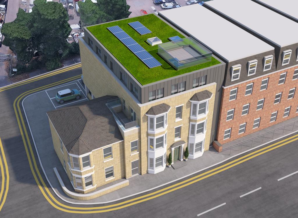 Lot: 127 - FORMER OFFICE WITH PLANNING FOR NINE FLATS - Proposed High Level Elevation Front